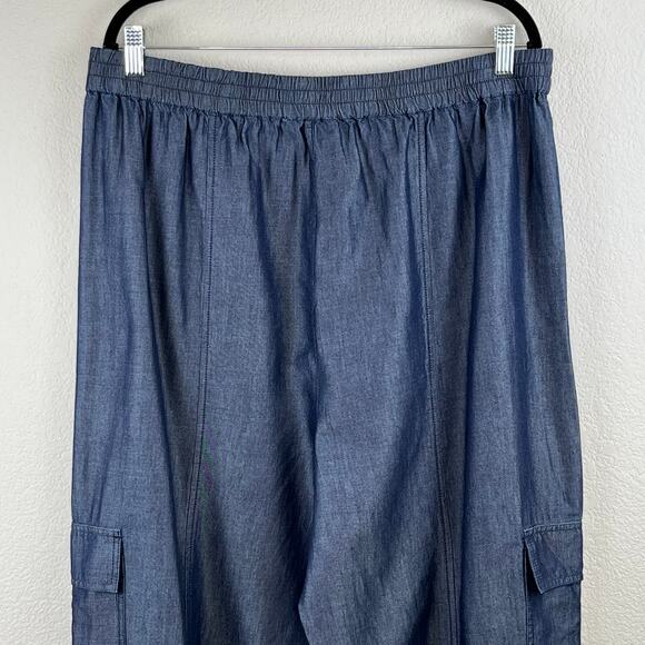 Michael Kors Indigo Blue High Rise Wide Leg Pull-On Utility Ankle Pant XL NWT - Picture 10 of 16